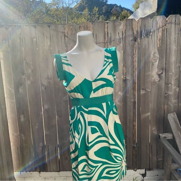 Tibi green and white silk mini dress size 2 - Picture 3 of 7